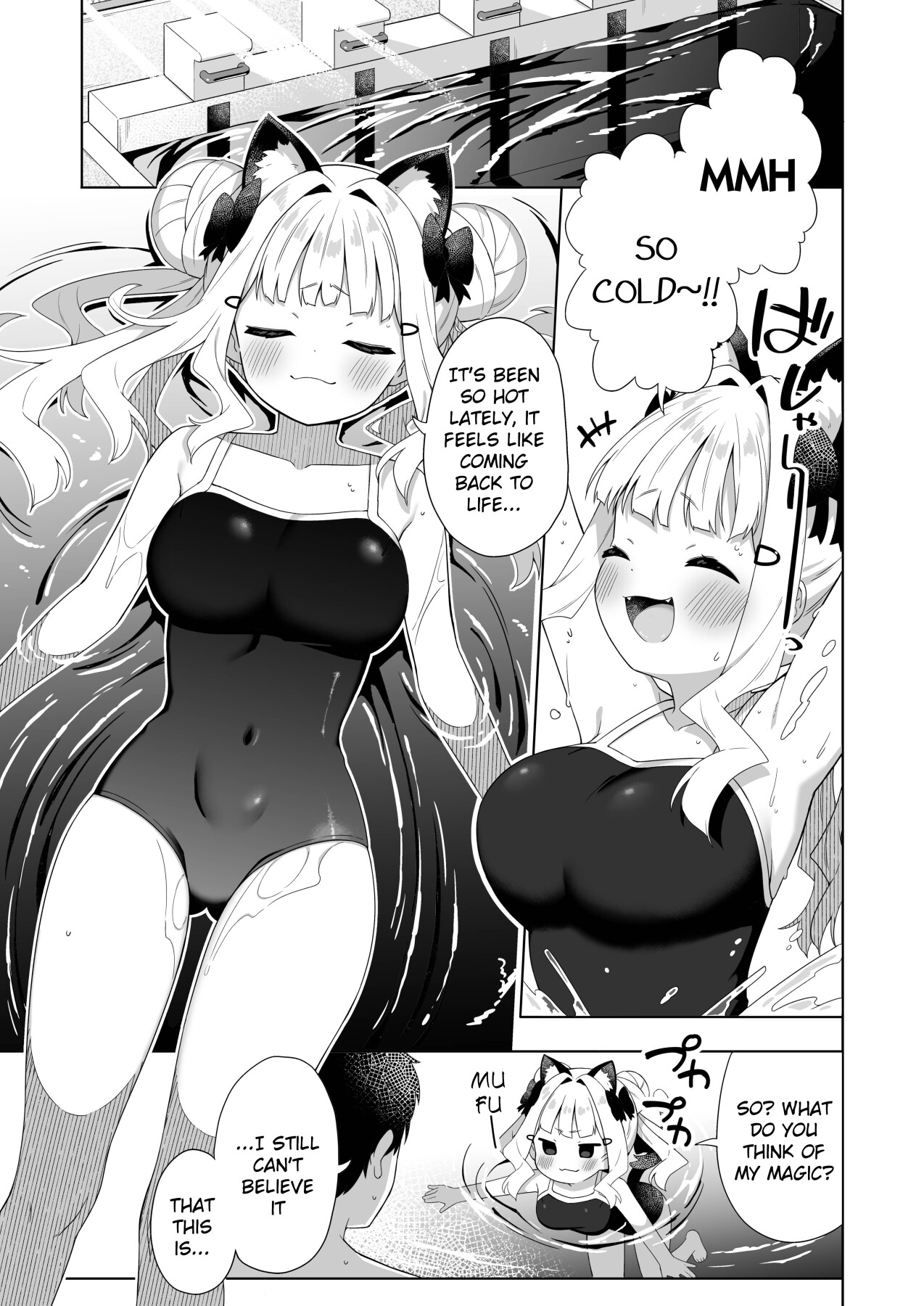 Hentai Manga Comic-A book about a tiny, big-boobed cat girl and her swimsuit-Read-2